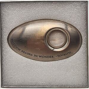 SACCHI Silver Pewter Paperweight Wisdom Begins In Wonder Socrates